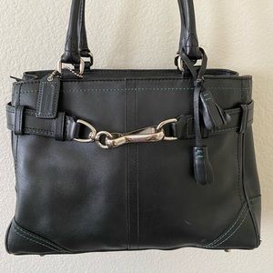 Black Hampton Leather Coach Handbag